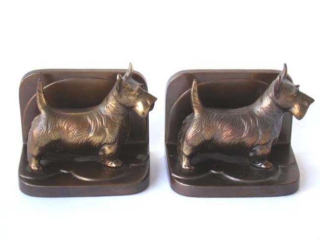 A wonderful pair of Scottie Dog bookends made by Frankart circa 1925